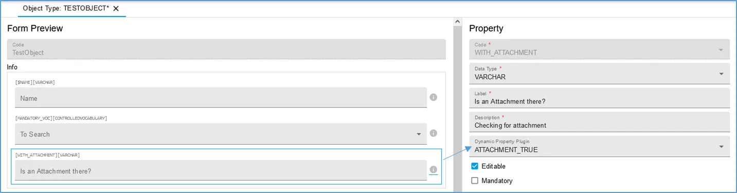Addition of an dynamic property to an object in an property field